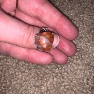 Fire Quartz Crystal Heart Ring